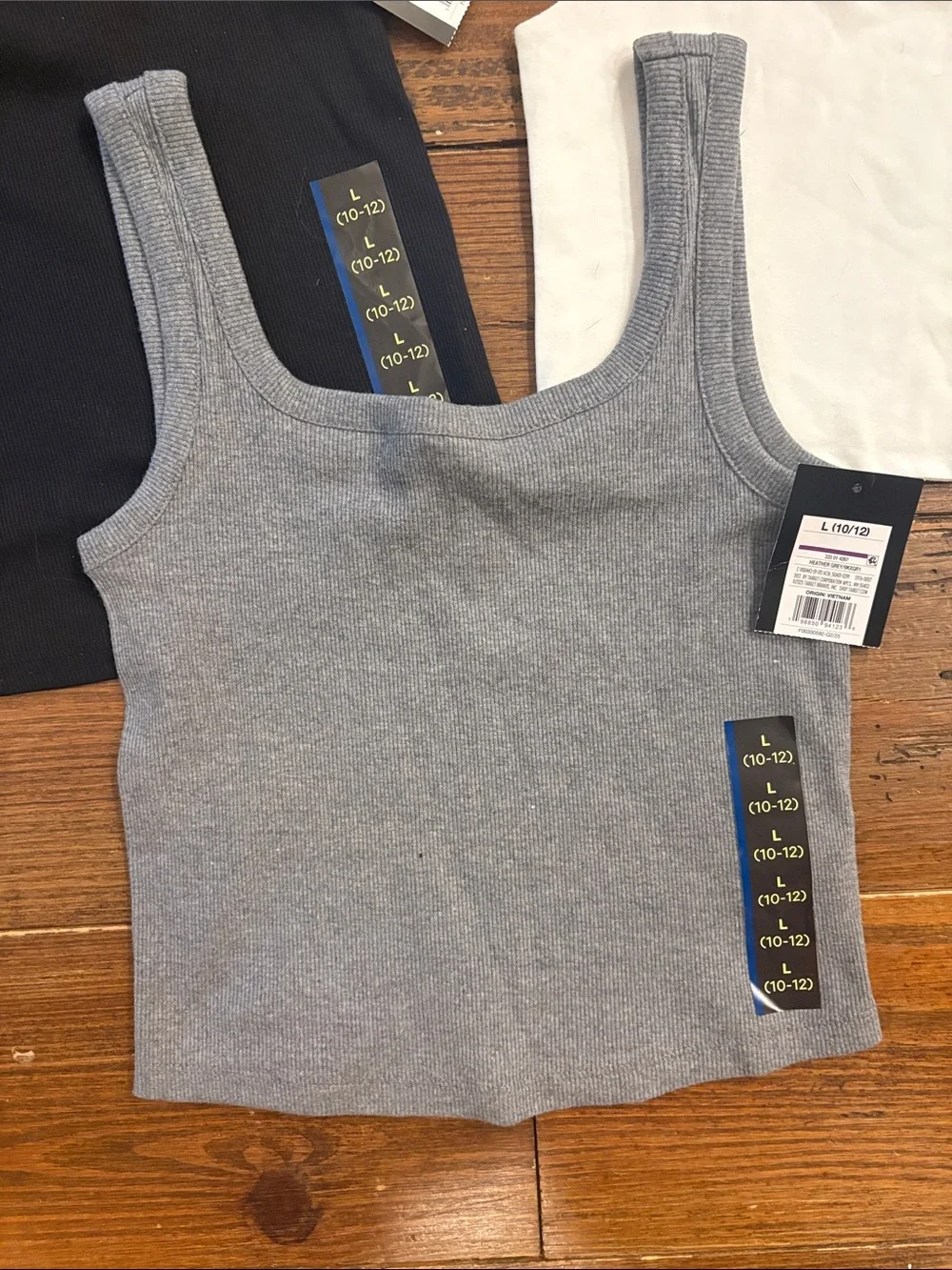 art class Girls' Ribbed Tank Set - Black, White & Gray